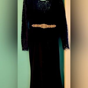 Navy blue gown with beaded detail-worn once